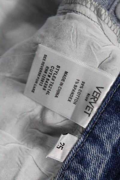 Vervet Women Wide Leg Jeans Blue High Rise Button Cotton Blend Size 25