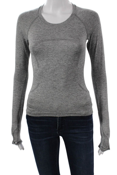 Lululemon Women Pullover Tee Gray Long Sleeve Crew Neck Polyester Size S