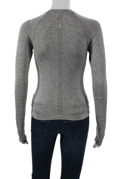 Lululemon Women Pullover Tee Gray Long Sleeve Crew Neck Polyester Size S