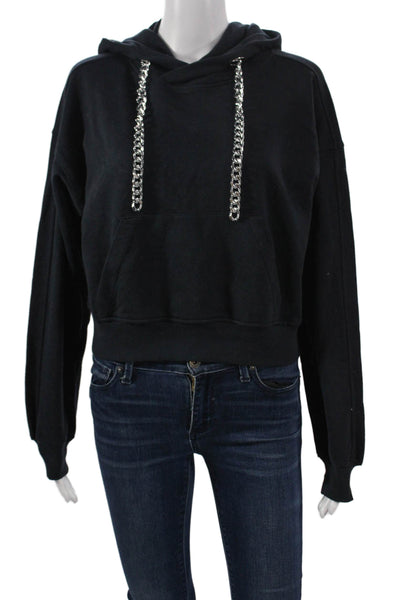 Carbon 38 Womens Pullover Hoodie Black Cotton Long Sleeve Size S