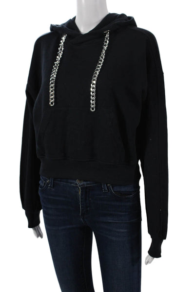 Carbon 38 Womens Pullover Hoodie Black Cotton Long Sleeve Size S