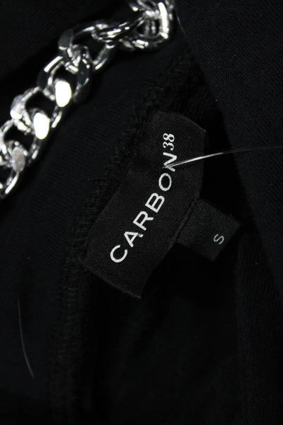 Carbon 38 Womens Pullover Hoodie Black Cotton Long Sleeve Size S
