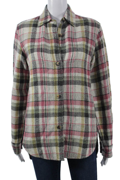 Isabel Marant Women Pink Plaid Cotton Collared Long Sleeve Button-Up Size 34