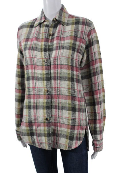 Isabel Marant Women Pink Plaid Cotton Collared Long Sleeve Button-Up Size 34