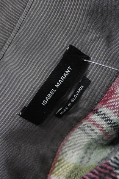 Isabel Marant Women Pink Plaid Cotton Collared Long Sleeve Button-Up Size 34