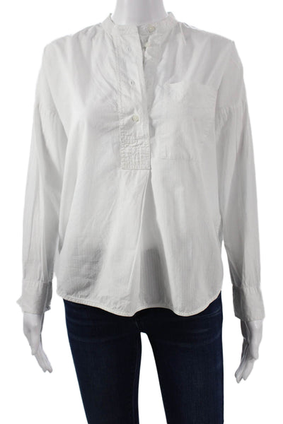 Everlane Womens White Striped Collared Blouse Long Sleeve Size 0