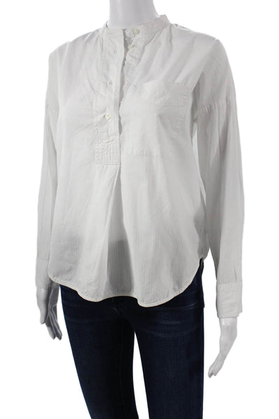 Everlane Womens White Striped Collared Blouse Long Sleeve Size 0