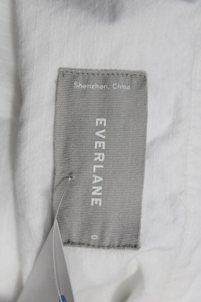 Everlane Womens White Striped Collared Blouse Long Sleeve Size 0