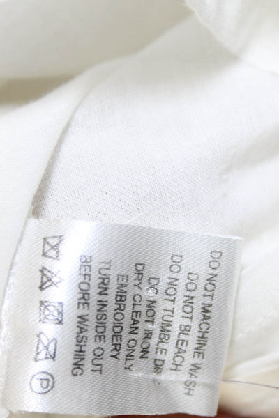 Tularosa Women Shift Dress White Cotton V Neck Short Sleeve Knee Length Size XS