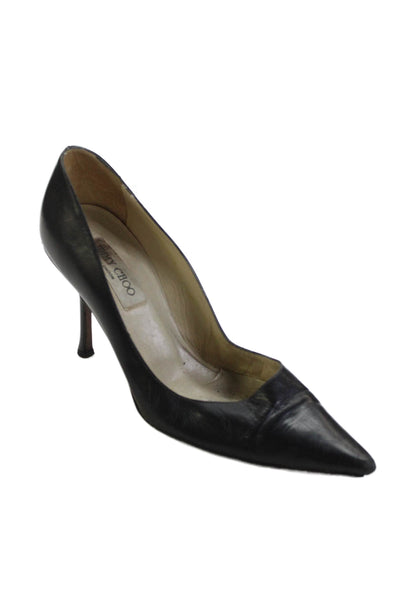 Jimmy Choo Womens Leather Pointed Toe Classic Pumps Black Size 40 10