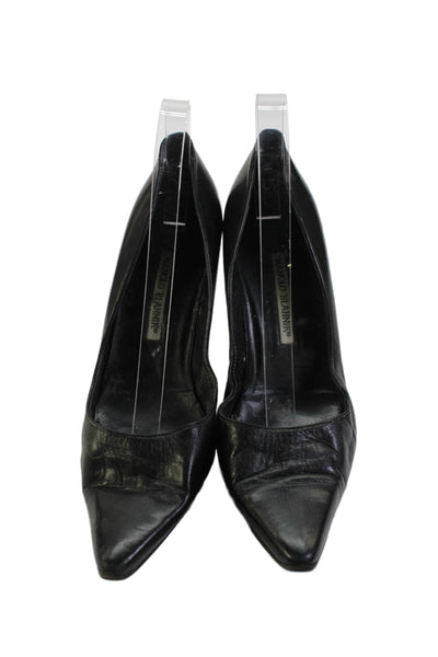 Manolo Blahnik Womens Leather Pointed Toe Pumps Black Size 40 10
