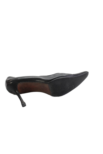 Manolo Blahnik Womens Leather Pointed Toe Pumps Black Size 40 10