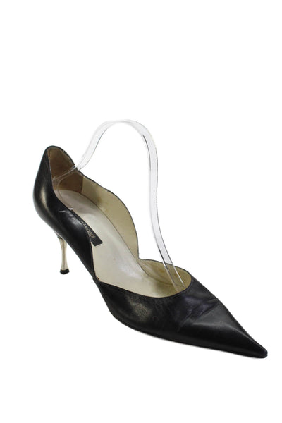 Sergio Rossi Womens Leather Pointed Toe Slide On Pumps Black Size 40 10