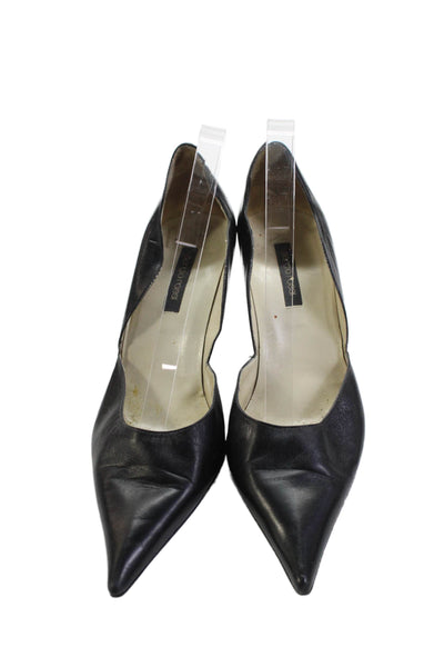 Sergio Rossi Womens Leather Pointed Toe Slide On Pumps Black Size 40 10