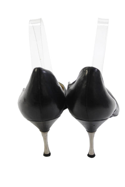 Sergio Rossi Womens Leather Pointed Toe Slide On Pumps Black Size 40 10