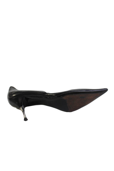 Sergio Rossi Womens Leather Pointed Toe Slide On Pumps Black Size 40 10