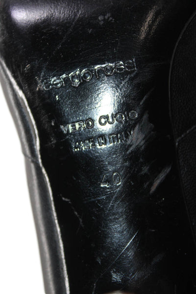 Sergio Rossi Womens Leather Pointed Toe Slide On Pumps Black Size 40 10