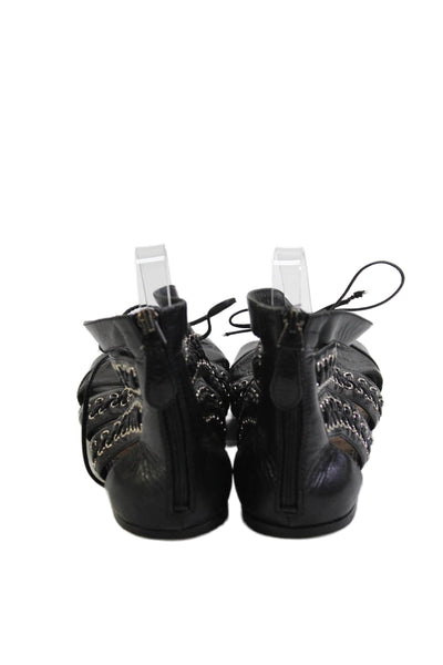 Alaia Womens Leather Lace Up Grommet Sandals Black Size 39 9