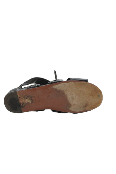Alaia Womens Leather Lace Up Grommet Sandals Black Size 39 9