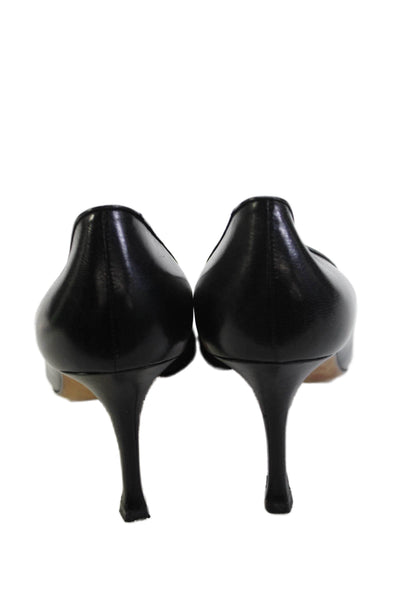Manolo Blahnik Womens Leather Pointed Toe Pumps Black Size 40.5 10.5