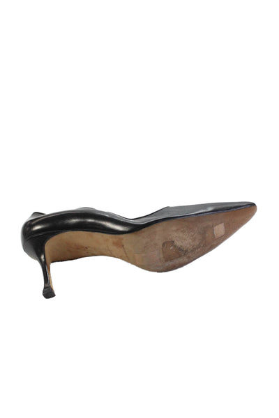 Manolo Blahnik Womens Leather Pointed Toe Pumps Black Size 40.5 10.5