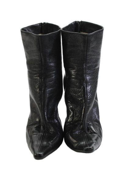Jimmy Choo Womens Leather Pointed Toe Back Zip Ankle Boots Black Size 38.5 8.5
