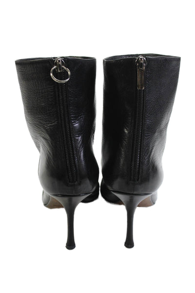 Jimmy Choo Womens Leather Pointed Toe Back Zip Ankle Boots Black Size 38.5 8.5