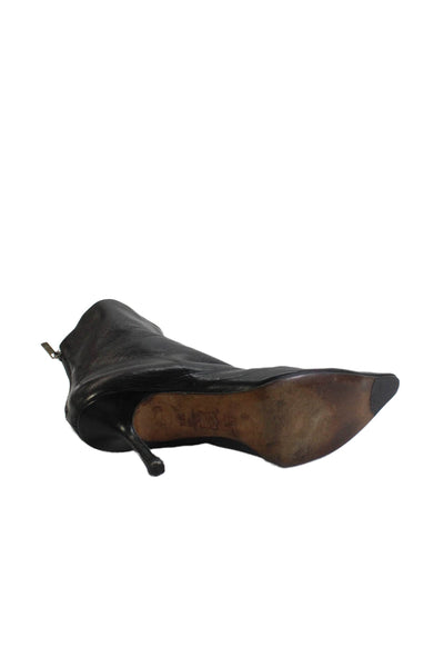 Jimmy Choo Womens Leather Pointed Toe Back Zip Ankle Boots Black Size 38.5 8.5