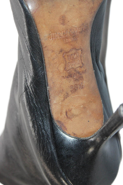 Jimmy Choo Womens Leather Pointed Toe Back Zip Ankle Boots Black Size 38.5 8.5