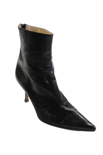 Jimmy Choo Womens Leather Pointed Toe Zip Up Ankle Boots Black Size 38 8
