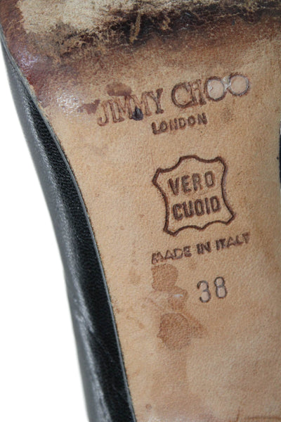 Jimmy Choo Womens Leather Pointed Toe Zip Up Ankle Boots Black Size 38 8