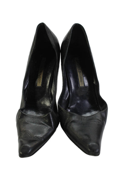 Manolo Blahnik Womens Leather Pointed Toe Pumps Black Size 39 9