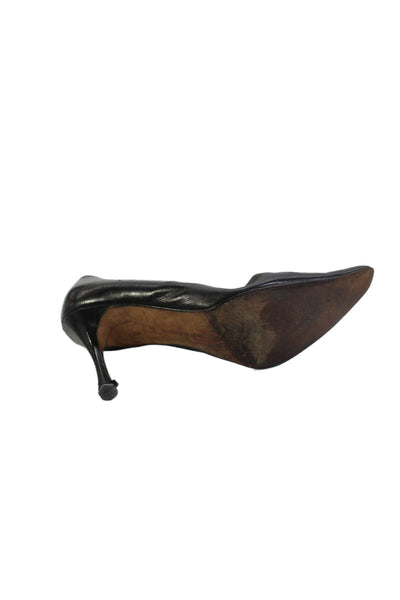 Manolo Blahnik Womens Leather Pointed Toe Pumps Black Size 39 9