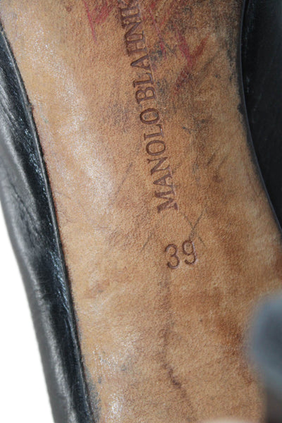 Manolo Blahnik Womens Leather Pointed Toe Pumps Black Size 39 9