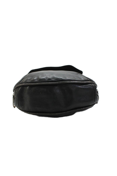 Rag & Bone Womens Faux Leather Flap Closure Crossbody Shoulder Handbag Black