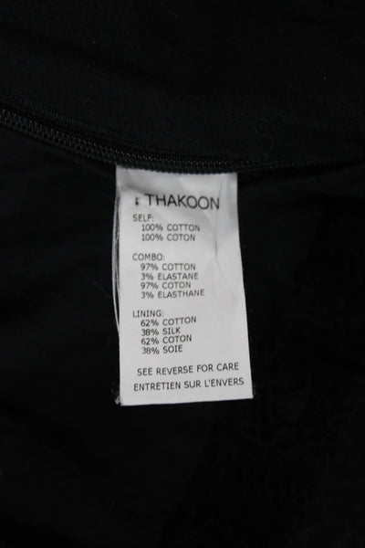 Thakoon Women Black Cotton Off Shoulder Short Sleeve Basic Blouse Size 6