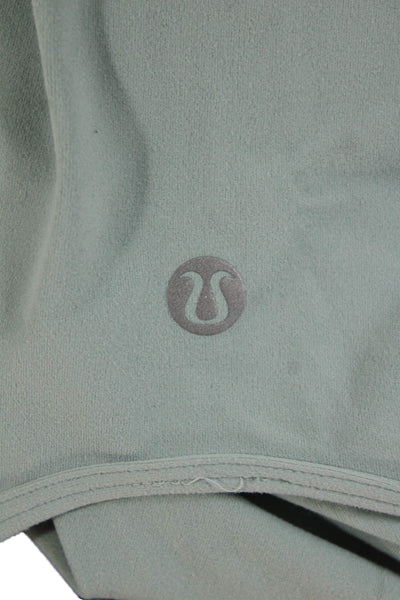 Lululemon Women Cropped V-Neck T-Shirt Green Nylon Blend Short Sleeve Size 6