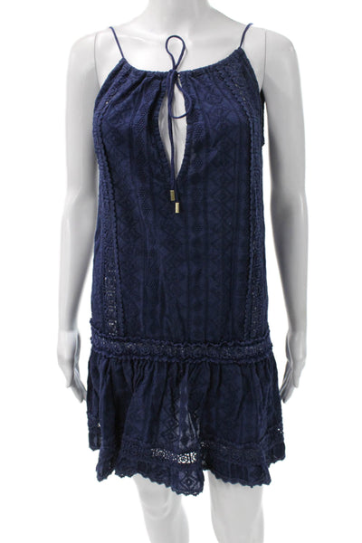 Melissa Odabash Womens Sundress Blue V-Neck Tie Mini Size S