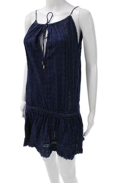 Melissa Odabash Womens Sundress Blue V-Neck Tie Mini Size S