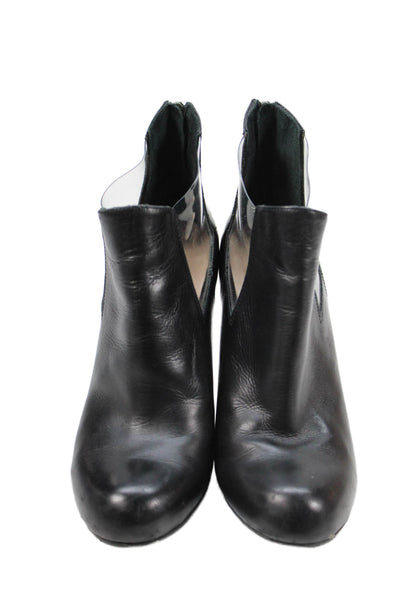 Ritch Erani Womens Back Zip Block Heel PVC Trim Booties Black Size 36.5