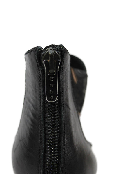 Ritch Erani Womens Back Zip Block Heel PVC Trim Booties Black Size 36.5