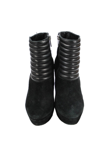 The Kooples Womens Side Zip Wedge Heel Platform Booties Black Suede Size 36