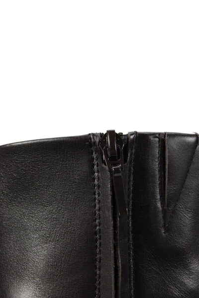 Zara Womens Side Zip Block Heel Platform Booties Brown Leather Size 36