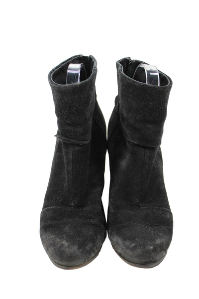 Rag & Bone Womens Back Zip Block Heel Suede Ankle Booties Black Size 36
