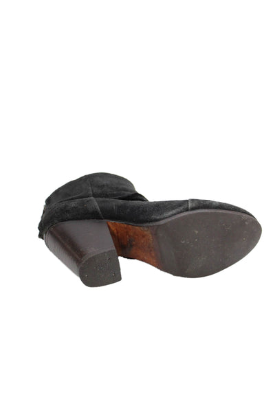 Rag & Bone Womens Back Zip Block Heel Suede Ankle Booties Black Size 36