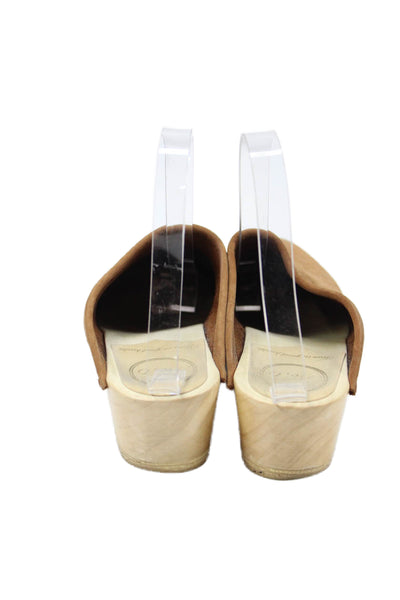 No. 6 Store Womens Slip On Block Heel Round Toe Suede Mules Brown Size 37