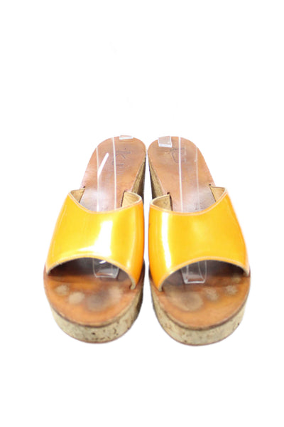 K Jacques Womens Wedge Heel Platform Single Strap Sandals Yellow Size 37