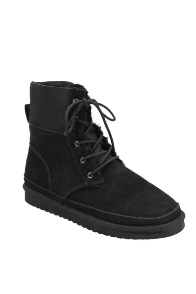 Koolaburra Womens Suede Lace Up Mid-Calf Boots Black Size 10