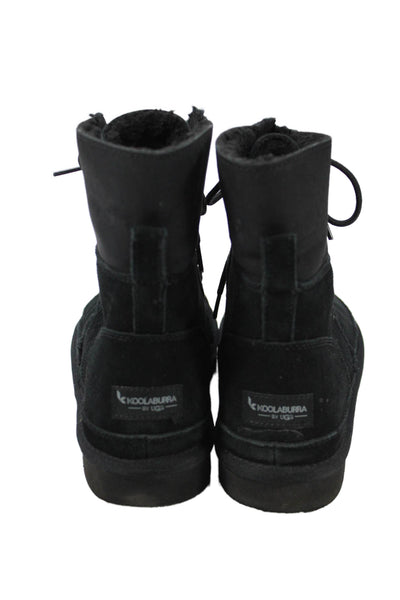 Koolaburra Womens Suede Lace Up Mid-Calf Boots Black Size 10
