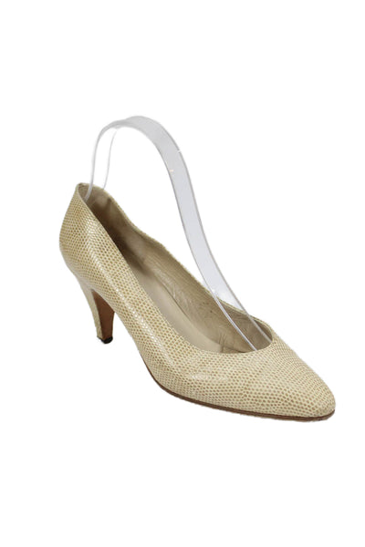 Rene Mancini Womens Cone Heel Round Toe Pumps Brown Leather Size 37